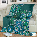 Green Platypus Aboriginal Art Blanket