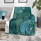 Green Platypus Aboriginal Art Blanket