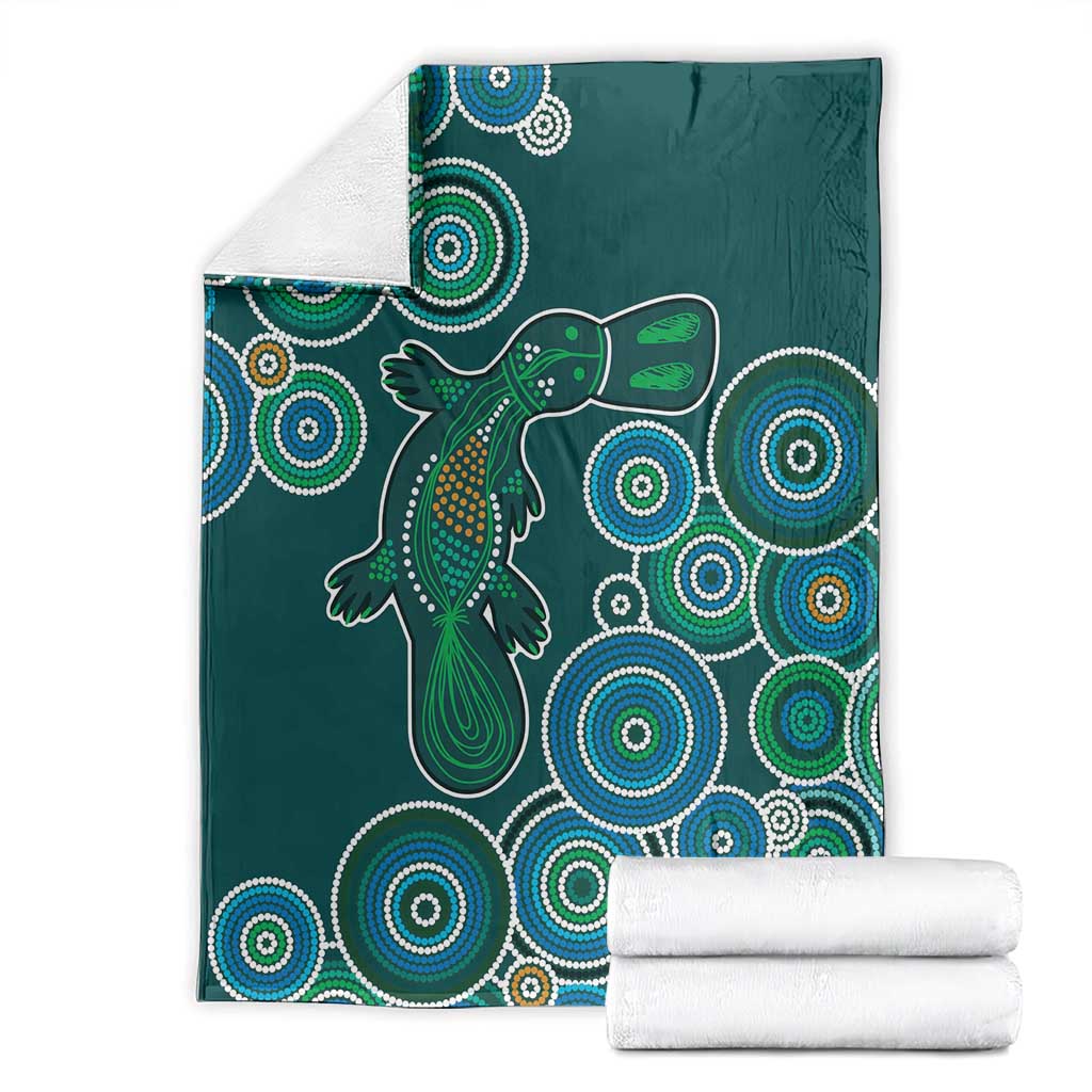 Green Platypus Aboriginal Art Blanket