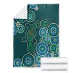 Green Platypus Aboriginal Art Blanket