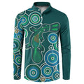 Green Platypus Aboriginal Art Button Sweatshirt