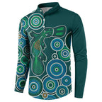 Green Platypus Aboriginal Art Button Sweatshirt