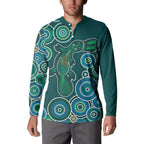 Green Platypus Aboriginal Art Button Sweatshirt
