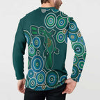 Green Platypus Aboriginal Art Button Sweatshirt