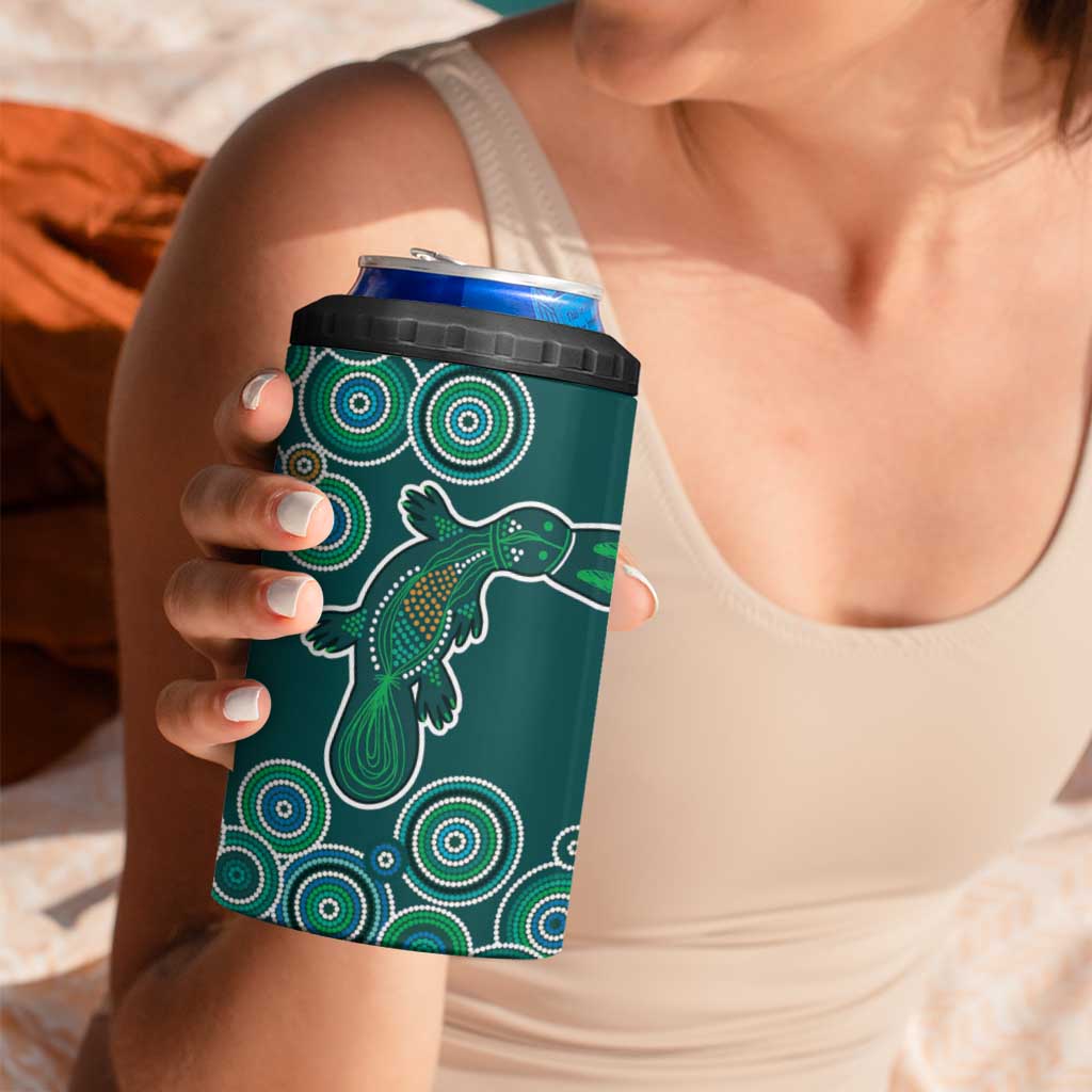 Green Platypus Aboriginal Art 4 in 1 Can Cooler Tumbler