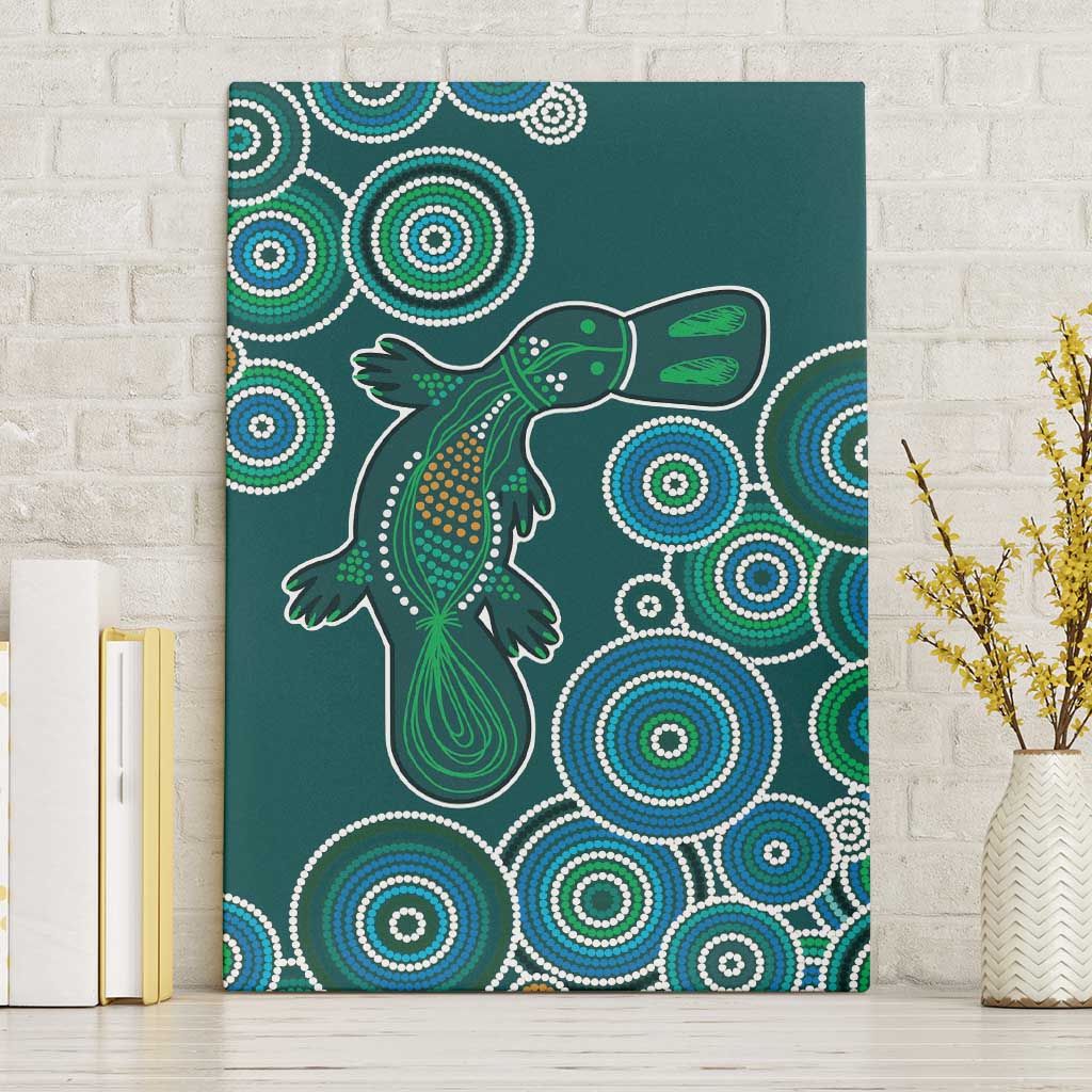 Green Platypus Aboriginal Art Canvas Wall Art