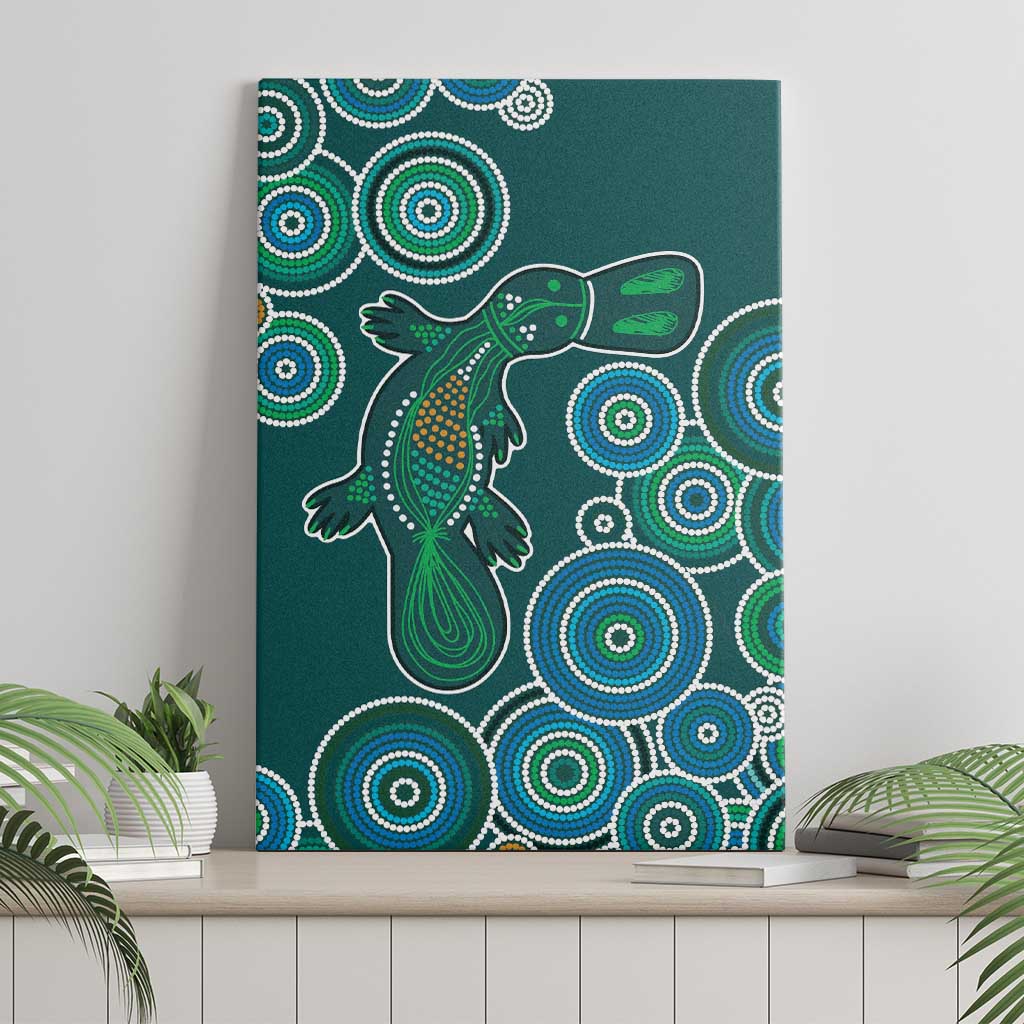 Green Platypus Aboriginal Art Canvas Wall Art