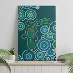 Green Platypus Aboriginal Art Canvas Wall Art