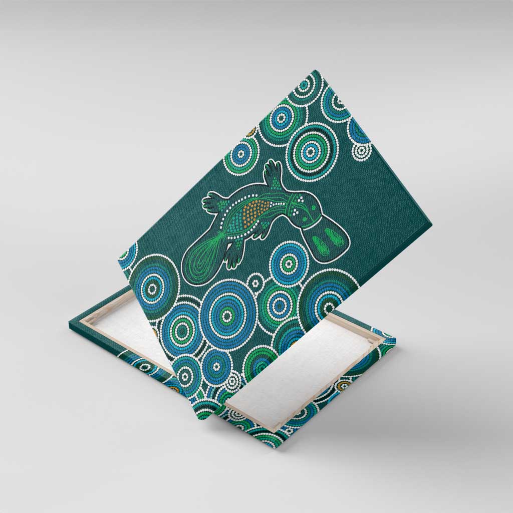 Green Platypus Aboriginal Art Canvas Wall Art