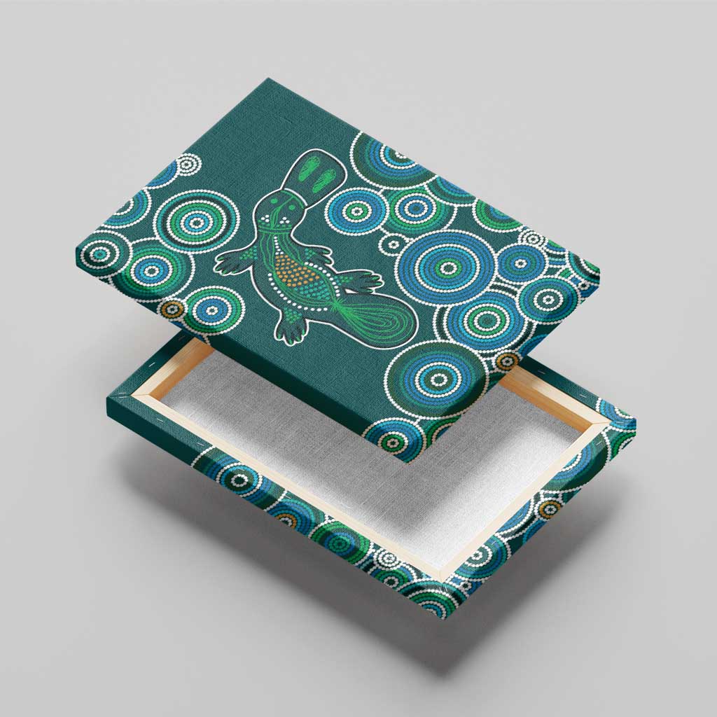 Green Platypus Aboriginal Art Canvas Wall Art