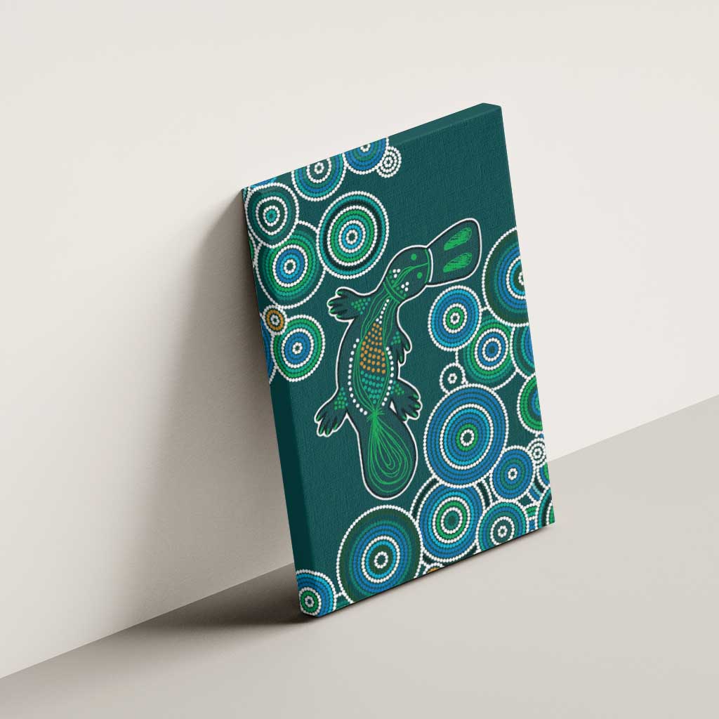 Green Platypus Aboriginal Art Canvas Wall Art