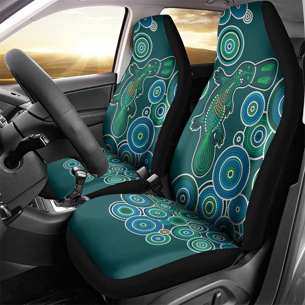Green Platypus Aboriginal Art Car Seat Cover