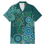 Green Platypus Aboriginal Art Family Matching Mermaid Dress and Hawaiian Shirt