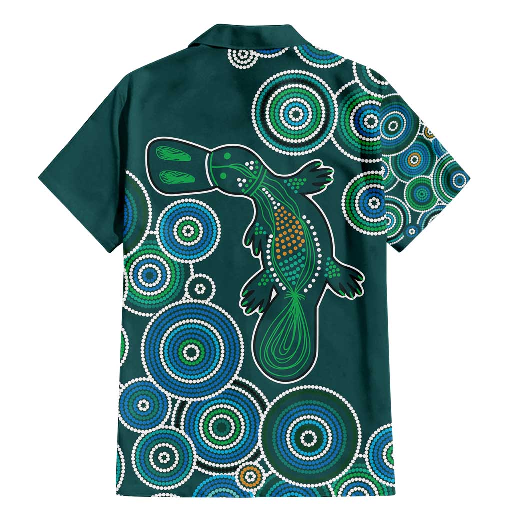 Green Platypus Aboriginal Art Family Matching Mermaid Dress and Hawaiian Shirt