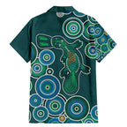 Green Platypus Aboriginal Art Family Matching Mermaid Dress and Hawaiian Shirt
