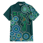 Green Platypus Aboriginal Art Family Matching Puletasi and Hawaiian Shirt