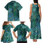 Green Platypus Aboriginal Art Family Matching Tank Maxi Dress and Hawaiian Shirt