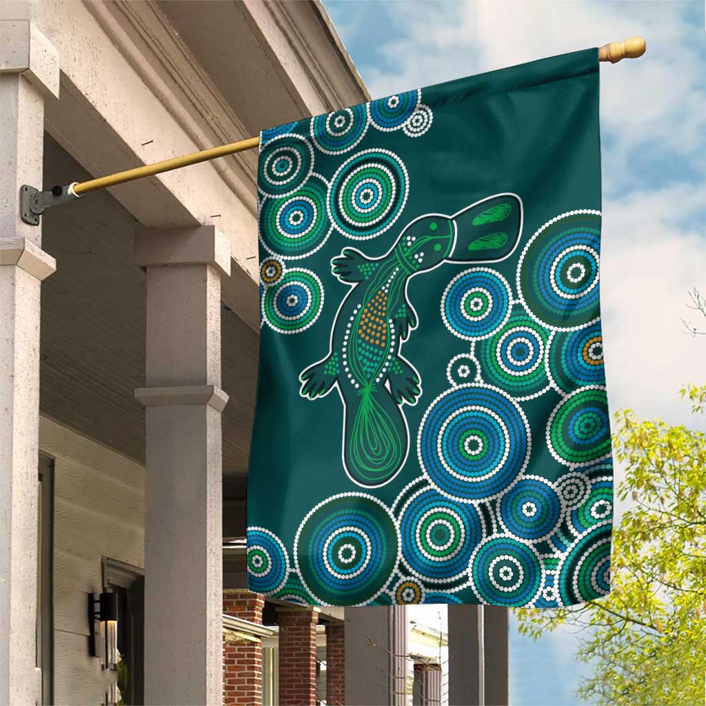 Green Platypus Aboriginal Art Garden Flag