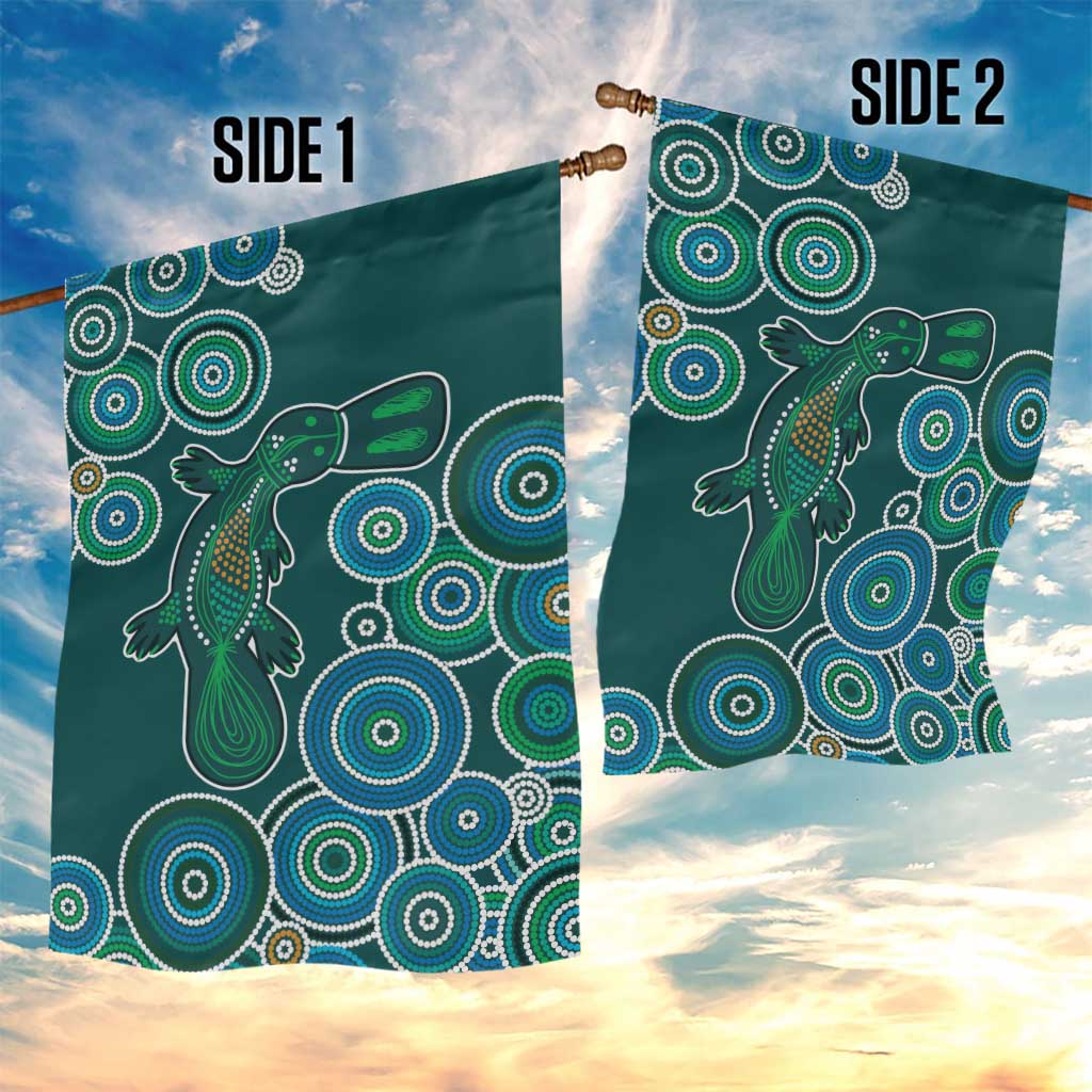 Green Platypus Aboriginal Art Garden Flag