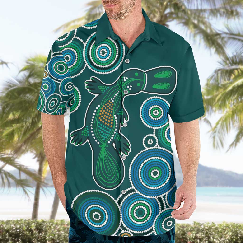 Green Platypus Aboriginal Art Hawaiian Shirt