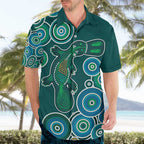 Green Platypus Aboriginal Art Hawaiian Shirt