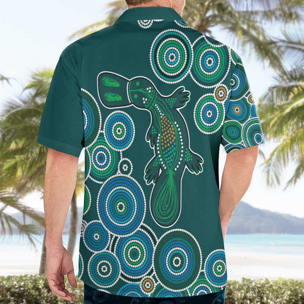 Green Platypus Aboriginal Art Hawaiian Shirt
