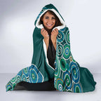 Green Platypus Aboriginal Art Hooded Blanket