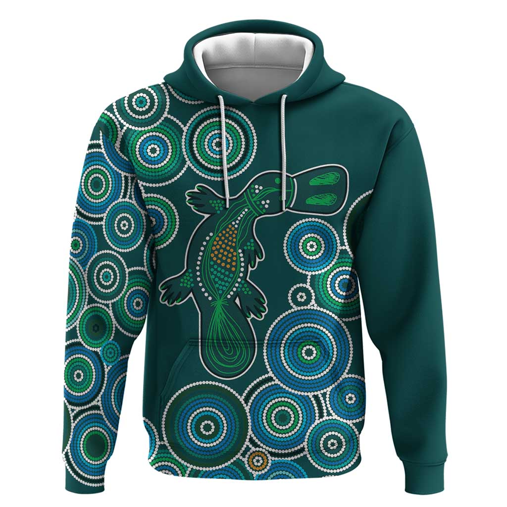 Green Platypus Aboriginal Art Hoodie