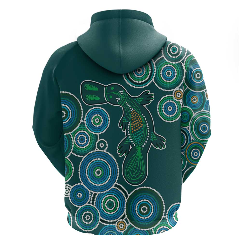 Green Platypus Aboriginal Art Hoodie