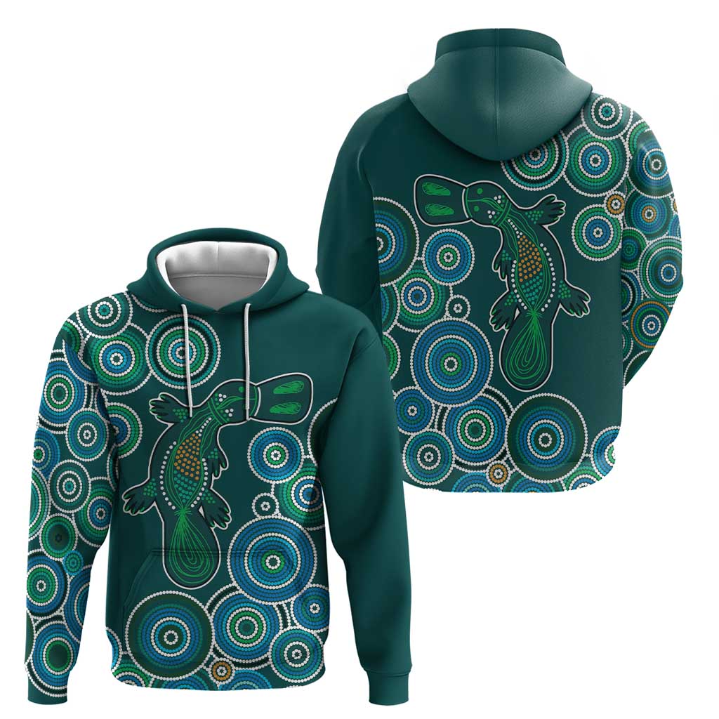 Green Platypus Aboriginal Art Hoodie