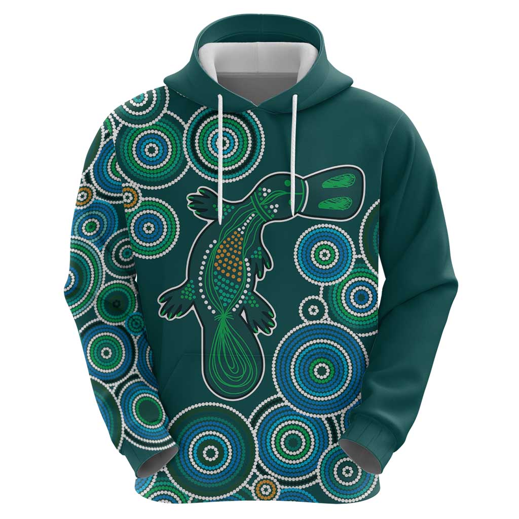 Green Platypus Aboriginal Art Hoodie