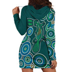 Green Platypus Aboriginal Art Hoodie Dress