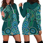 Green Platypus Aboriginal Art Hoodie Dress