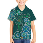 Green Platypus Aboriginal Art Kid Hawaiian Shirt