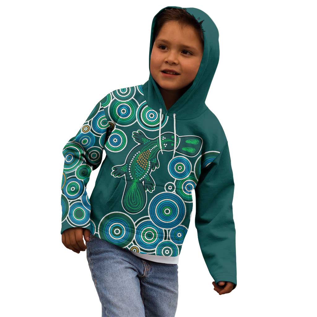 Green Platypus Aboriginal Art Kid Hoodie