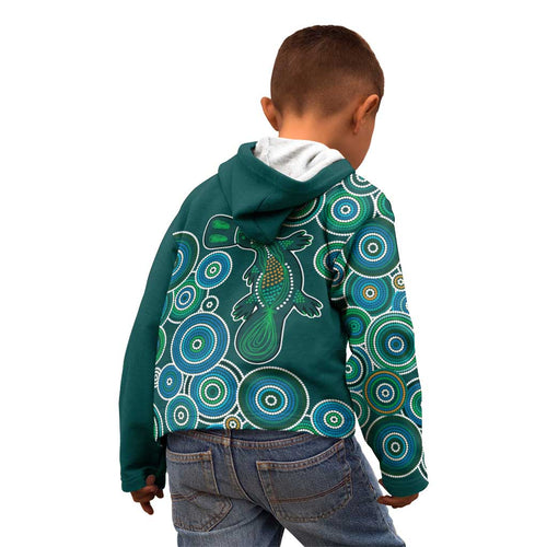 Green Platypus Aboriginal Art Kid Hoodie