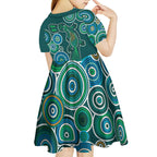 Green Platypus Aboriginal Art Kid Short Sleeve Dress