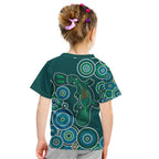 Green Platypus Aboriginal Art Kid T Shirt