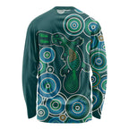 Green Platypus Aboriginal Art Long Sleeve Shirt