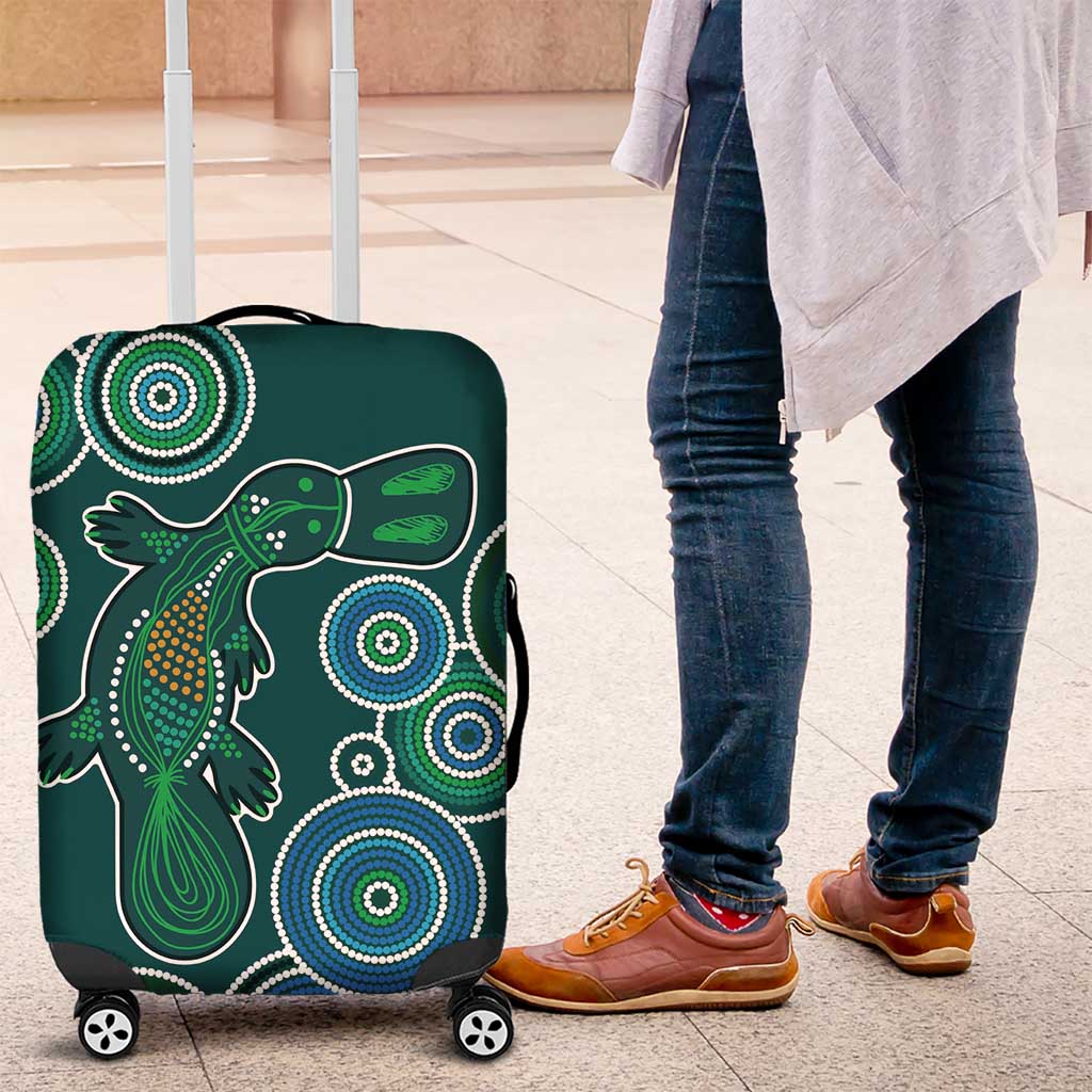 Green Platypus Aboriginal Art Luggage Cover