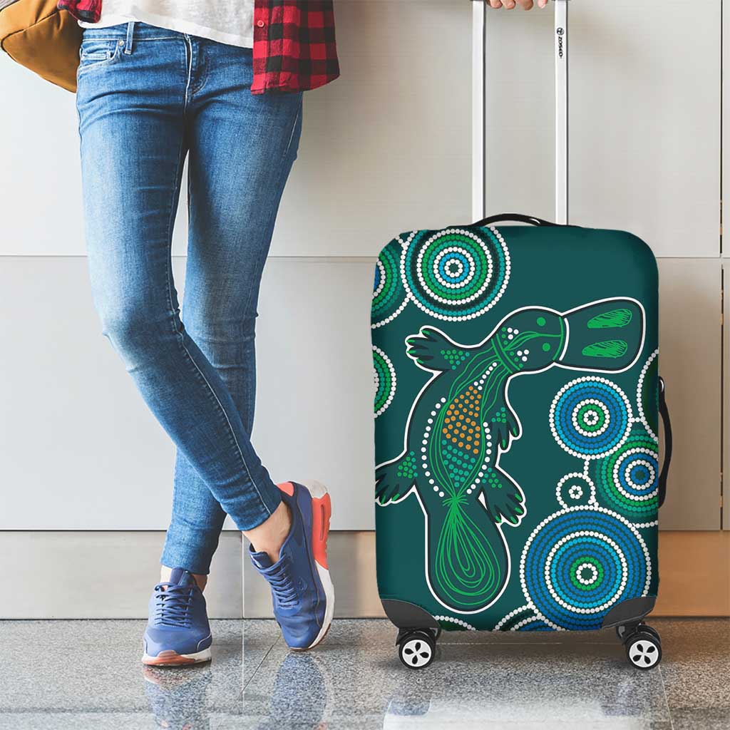 Green Platypus Aboriginal Art Luggage Cover