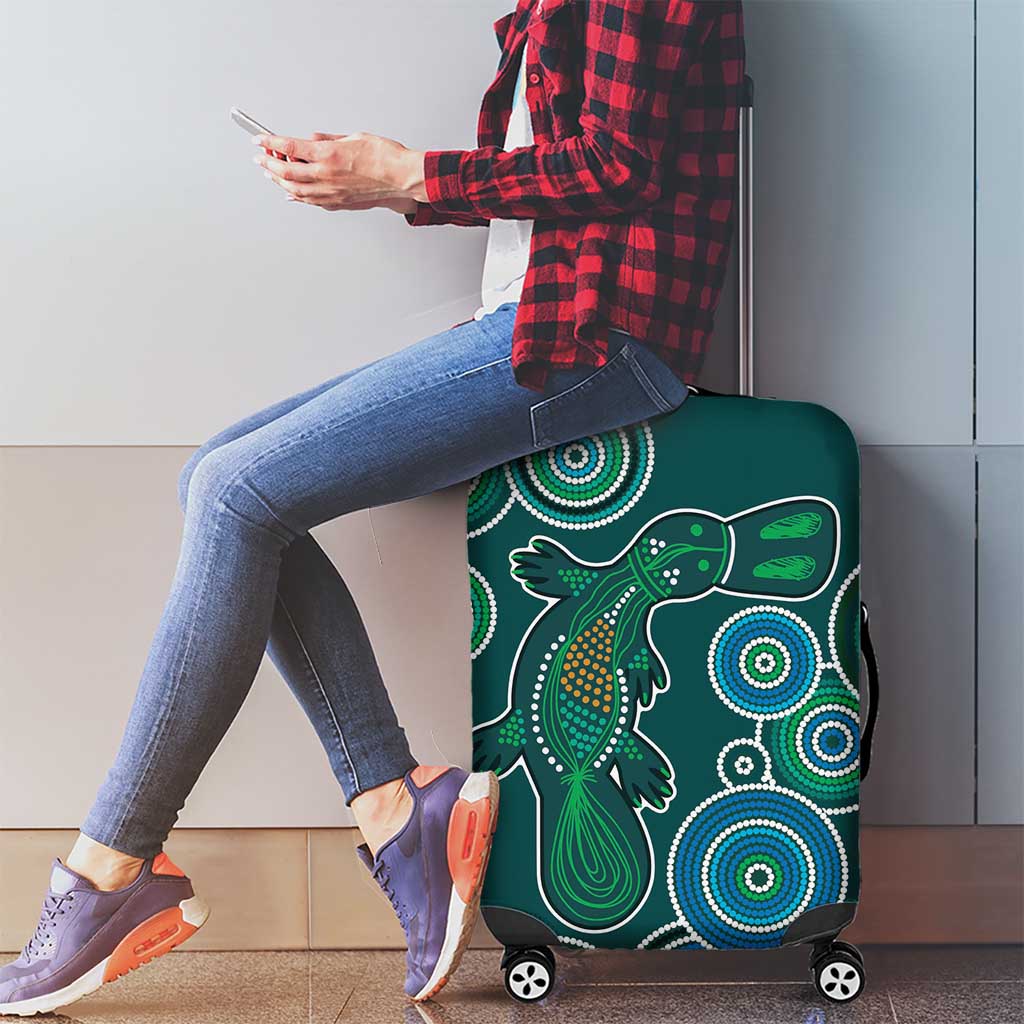 Green Platypus Aboriginal Art Luggage Cover