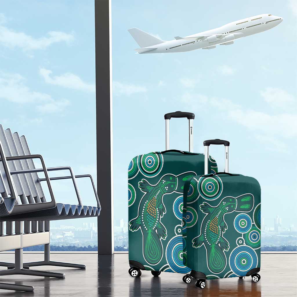 Green Platypus Aboriginal Art Luggage Cover