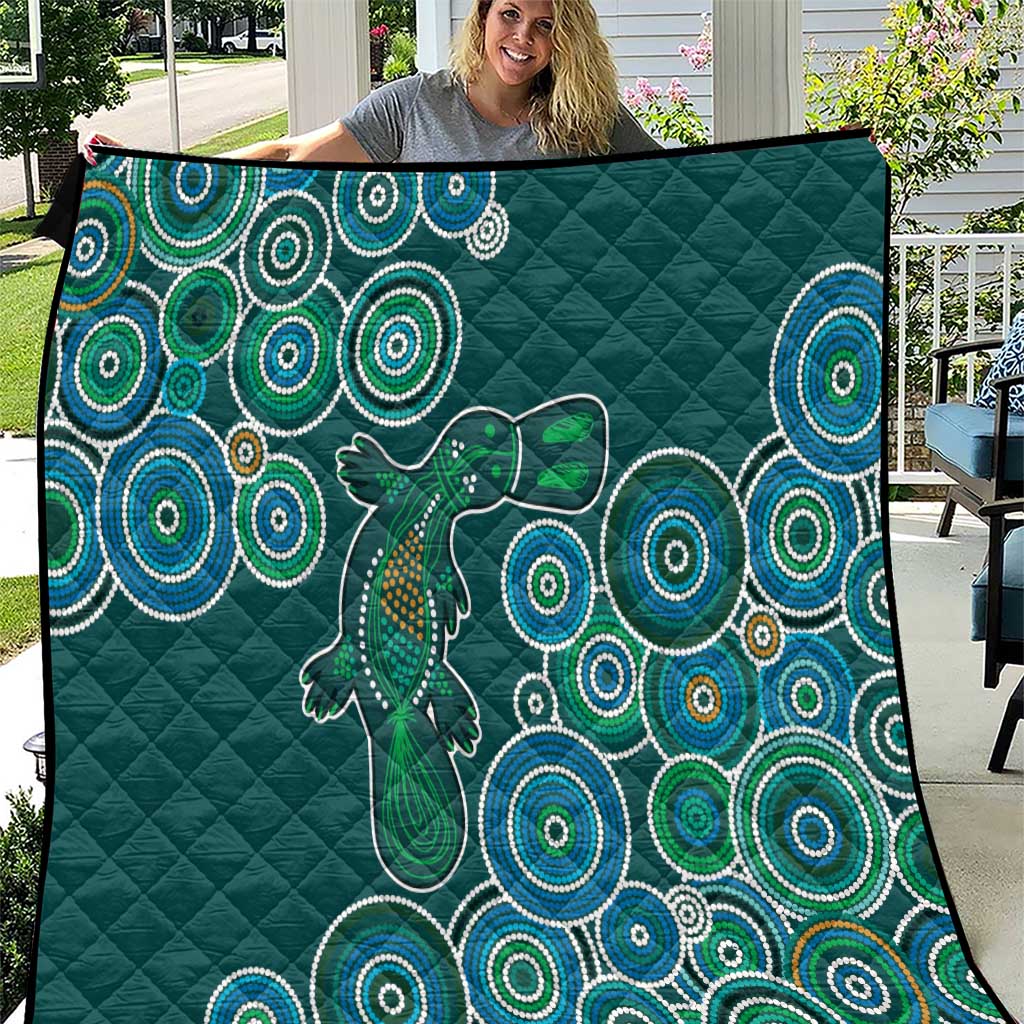 Green Platypus Aboriginal Art Quilt
