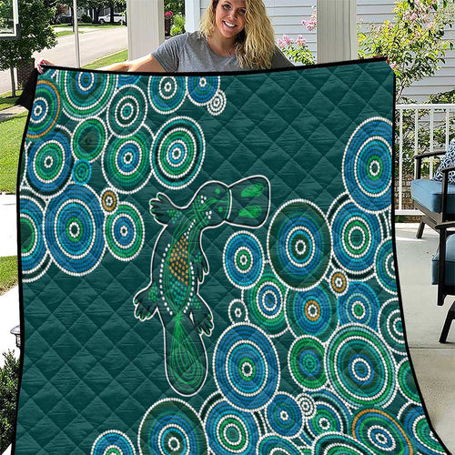 Green Platypus Aboriginal Art Quilt