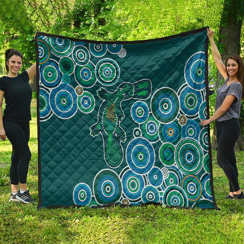 Green Platypus Aboriginal Art Quilt