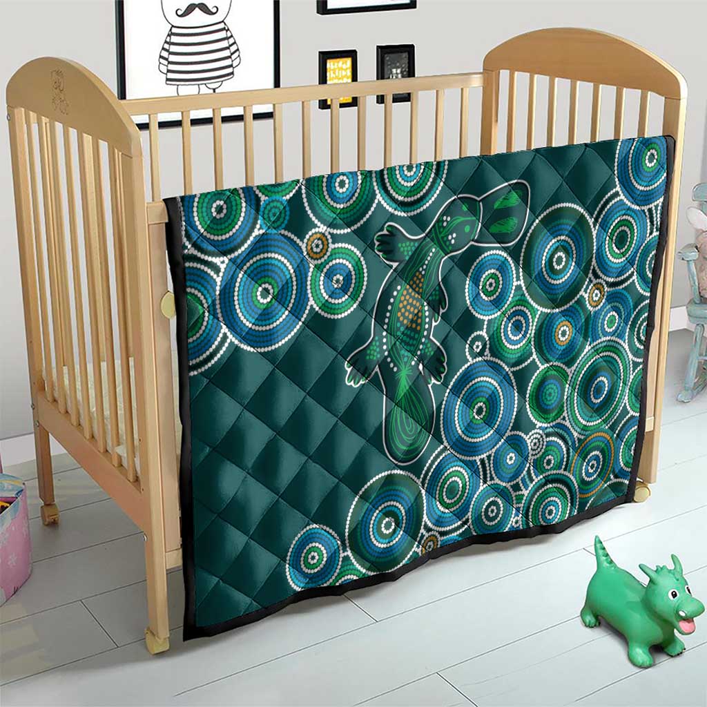 Green Platypus Aboriginal Art Quilt