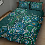 Green Platypus Aboriginal Art Quilt Bed Set