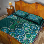 Green Platypus Aboriginal Art Quilt Bed Set
