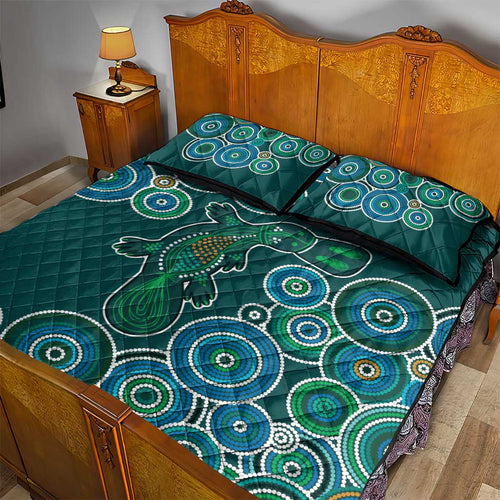 Green Platypus Aboriginal Art Quilt Bed Set